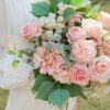 YYHUAWU Artificial Flowers Combo Box Set Gradient Color Flower Leaf with Stems for DIY Wedding Bouquets Centerpieces Baby Shower Party Home Decorations Peach