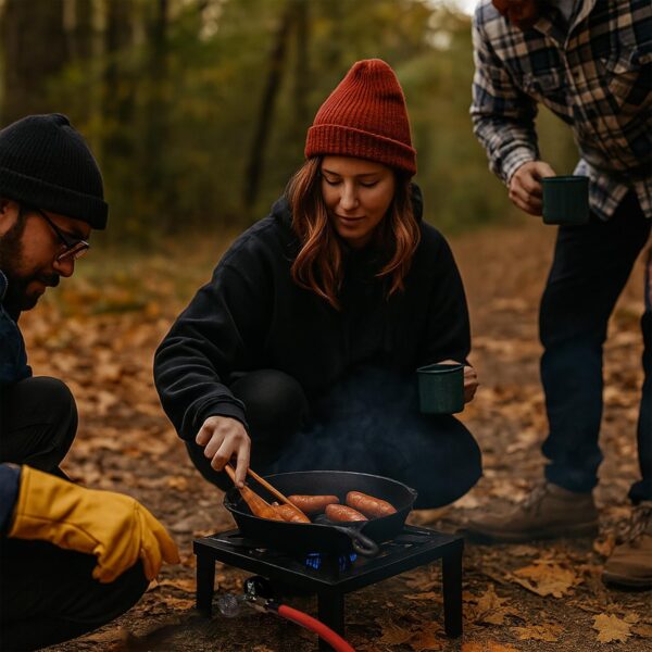Gaskocher Hockerkocher, 6KW Tragbarer Campingkocher, inklusive 50 mBar Gasdruckregler und 150 cm Schlauch für den Einsatz im Freien und Camping