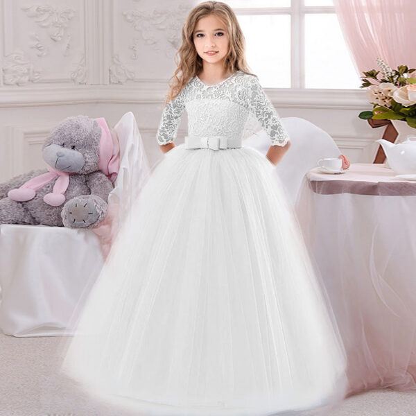 Princess Birthday Lace Kids Elegant Dresses For Girls Vintage Children Girl Party Wedding Dress 4 10 12 Years