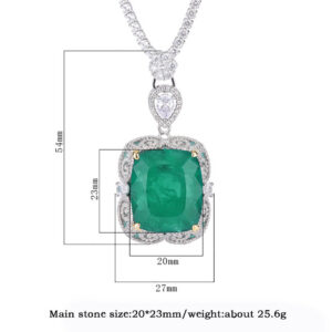 ae051429e857ac5b Vintage 20*23mm Emerald Pendant Tennis Chain Necklace for Women Lab Diamond tail Party Fine Jewelry Accessories Gift