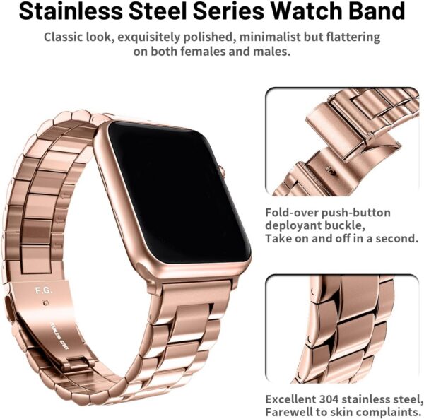 ae139fb7f85630e2 Fullmosa Compatible Apple Watch Bands 41mm 40mm 38mm, Stainless Steel iWatch Band with Case for Apple Watch Ultra2/Ultra Series 9/8/7/6/5/4/3/2/1/SE/SE2, Rose Gold(Short)