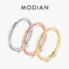 ae2a76a5b7f0638b Modian 100% Real 925 Sterling silver Stackable Ring Clear Fashion Simple CZ Wedding For Women Genuine Classic Jewelry