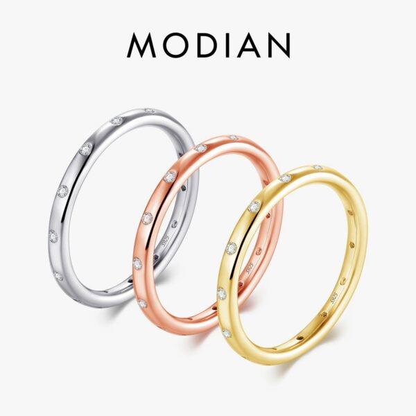 ae2a76a5b7f0638b Modian 100% Real 925 Sterling silver Stackable Ring Clear Fashion Simple CZ Wedding For Women Genuine Classic Jewelry