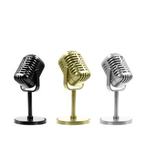 Simulation Props Retro Microphone Classic Dynamic Vocal Vintage Style Mic For Home Decoration Small Ornaments New