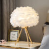 New feather ins Nordic bed decorated gold triangle bedroom led lamp