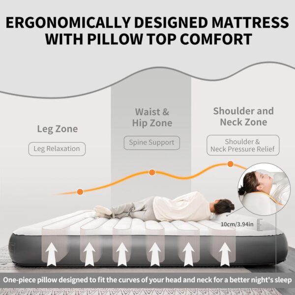 Naturehike Air Mattress with Built in Pump and Pillow, Gray (Narrow King-78.74 x 70.9in)