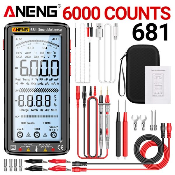 ae6562128cbae5d2 ANENG 681 Rechargable Digital Professional Multimeter Non-contact AC/DC Voltage Meter LCD Screen Current Tester