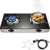 ae67427c1f02eab6 Propane Stove 2 Burner Gas Stove, 28800 BTU High-Efficiency Auto Ignition Tempered Glass LPG Cooktop with CSA Regulator and Hose – for Outdoor Camping, RV, and Emergency Cooking