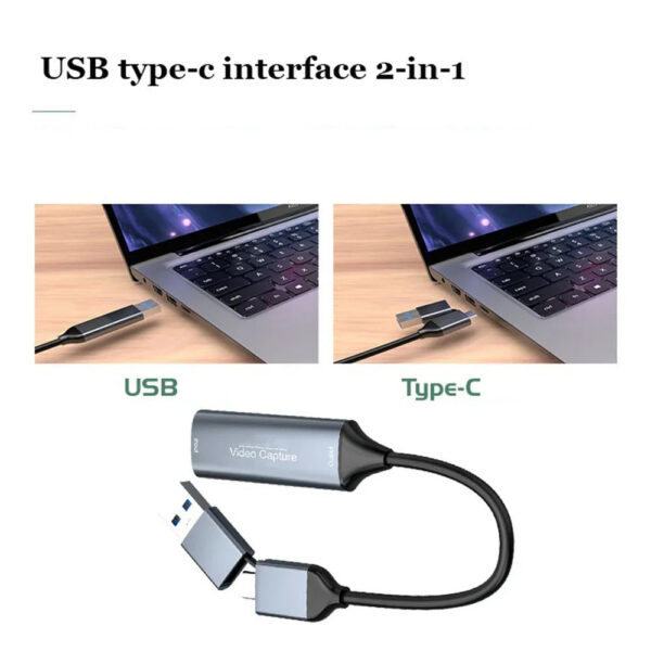 2.0 Video Capture Card HDMI-compatible to USB Type-c Game Grabber Record for Switch Xbox PS4/5 Live Broadcast