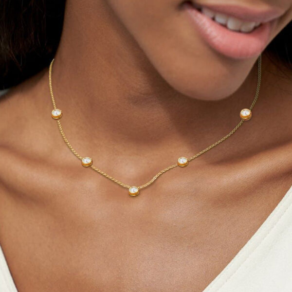 aea4b7ca62fbe489 5mm 5 Stones Bubble Moissanite Necklace Certified Original Gold Plated Sier Diamond Choker Chain for Women Jewelry GRA