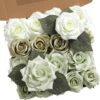 YYHUAWU Artificial Flowers Combo Box Set Gradient Color Flower Leaf with Stems for DIY Wedding Bouquets Centerpieces Baby Shower Party Home Decorations Peach