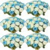 aebfb16450b34b93 50 Pcs Artificial Rose Flower Realistic Silk Roses with Stem Bouquet of Flowers Plastic Flowers Real Looking Fake Roses for Home Wedding Centerpieces Party Decorations (Blue)