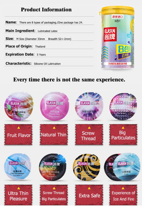 aee34e7dc37e1843 Elasun Condom 24PCS Ultra Thin Pleasure Lubrication Passion Series Condoms Natural Latex Rubber Condom for Men Sex Products