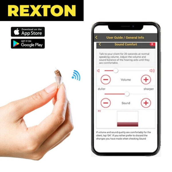Rexton Inox Super Invisible Aids CIC Digit 8 Channel Hearing App Adjustable Ear Aid For Mild to Moderate Deafness