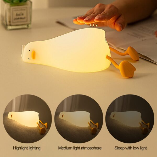 aef3245b3dce177f LED Light Rechargeable Touch Silicone Cartoon Clap Duck Sleeping Night Lamp for Bedroom Decoration Children Gift