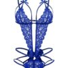 Donnalla Women's Deep V Lace Teddy One Piece Cutout Strappy Lingerie