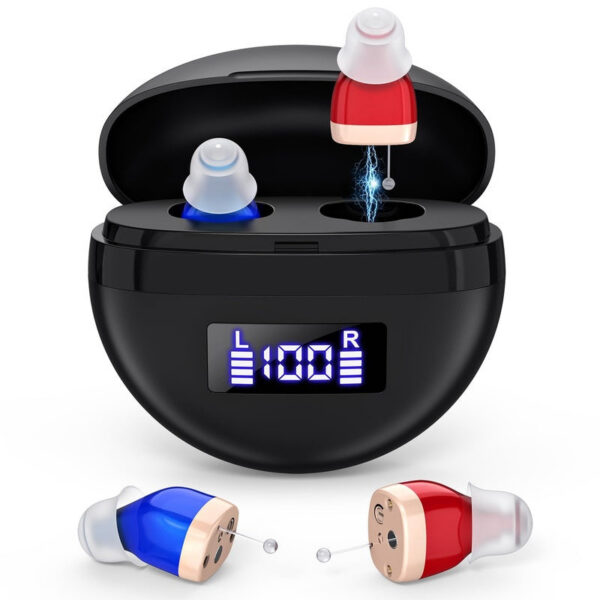 aid Seniors, rechargeable in-ear aids, sound controller for adults hearing loss, Hearing Aid with Charging Case