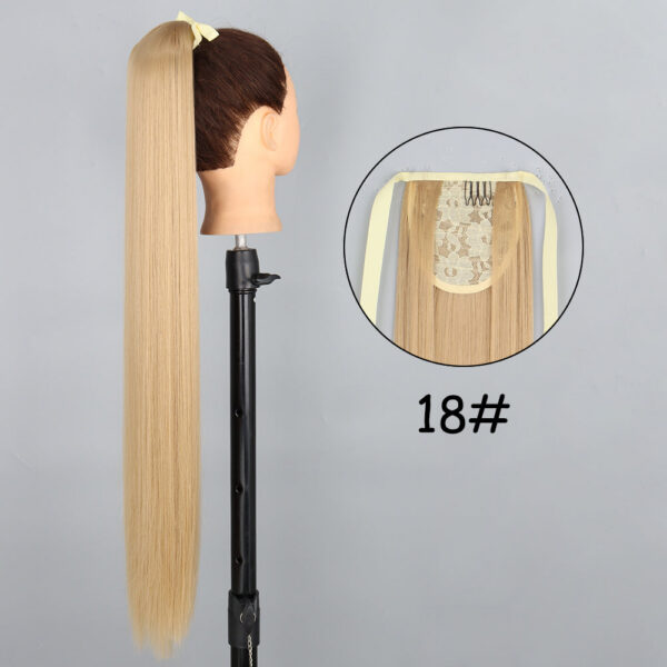 af020ad5e68ec5d3 34inches Synthetic Ponytail Hair Extension Clip in Fake Wig Hairpiece Blonde Wrap Around Pigtail Long Smooth Overhead Pony Tail