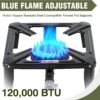af0652902f7e32ee High Pressure Propane Burner, 120000 BTU Single Propane Stove with 4.1ft 0-20Psi Adjustable Hose with Regulator, 16" Square Steel Cooktop for Camping