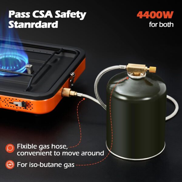 Odoland Portable 2 Burner Camping Stove, 4400W Camp Stoves Lightweight Camping Cooker with Automatic Ignition & Heat Control for Outdoor Backpacking & Picnic Cooking