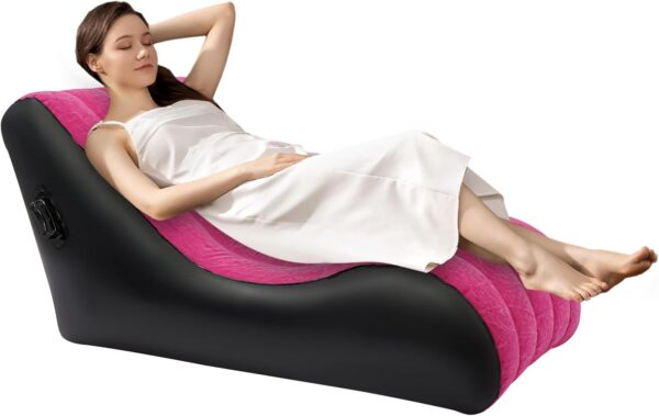 af19e95ffa37cfb1 Inflatable Couch with Built in Pump - Upgraded Extra Size Air Lounger Sofa, Portable Folding Blow up Mattress, Inflatable Bed Waterproof Air Mattress Sofa Chair for Home, Camping/Rose-red