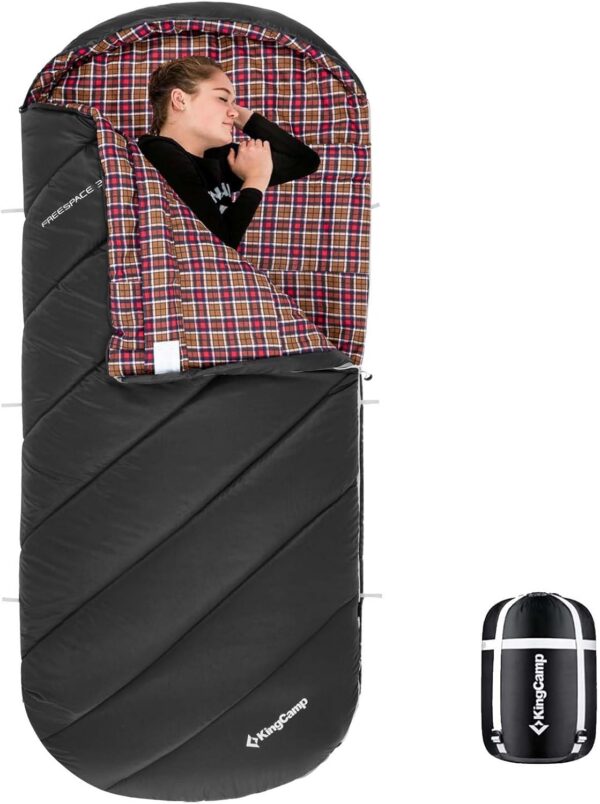 af1d163fa6b81f9f KingCamp Sleeping Bag for Adults, Cold Weather & Warm Extra Wide Big & Tall XL Portable Waterproof Flannel Sleeping Bags, Essentials Gear Accessories for Camping Backpacking Hiking Indoor & Outdoor