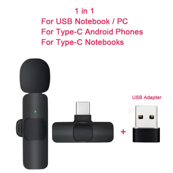 Mini Portable Wireless Tie Microphone Lavalier Mic For Iphone Android MobilePhone Interview Recording Live Vlog Broadcast Gaming