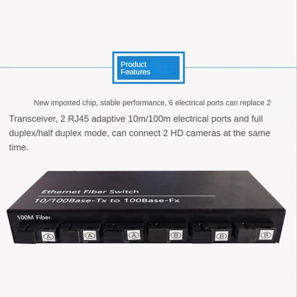 af218078238d20a9 6Port 10/100M Ethernet Switch 6 Fiber Port 25KM 2UTP RJ45 Fiber Optical Transceiver Optical Media Converter
