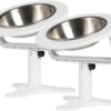Adjustable Raised Cat Food Bowl, Tilted Elevated Bowl (1-Pack, Black)