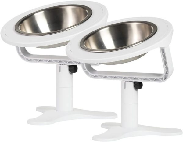 Adjustable Raised Cat Food Bowl, Tilted Elevated Bowl (1-Pack, Black)