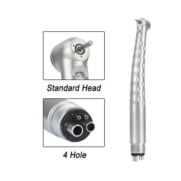 Dental High Speed LED E-Generator Handpiece 2/4 Holes Standard Head Push Button Ceramic Bearing Dentist Tips Triple Water