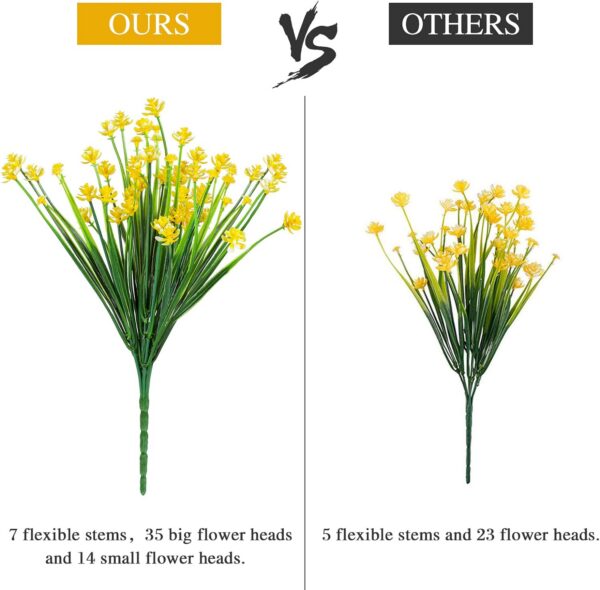 af35cbee671ba834 AmyHomie 20 Bundles Artificial Flowers Outdoor UV Resistant Faux Flowers No Fade Fake Plastic Plants Garden Porch Window Box Decorating(Bright Yellow)