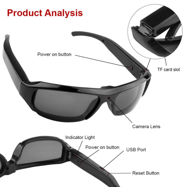 af37b40e39e9adad 1080p HD Mini Glasses Portable DVR Video Outdoor Sports Camera Recorder Wearable Bike Smart Sunglasses