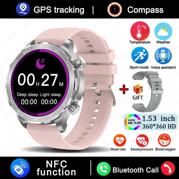 af4147b6b89b4153 New GPS Track Smart Watch Men AMOLED HD Screen Outdoor Sports Fitness Heart Rate NFC IP68 Waterproof Bluetooth Call Smart Watch