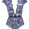 Anyou Womens Lingerie V-Neck Lace Bodysuit Mini Babydoll Featuring Plunging Eyelash Size XS-XXL