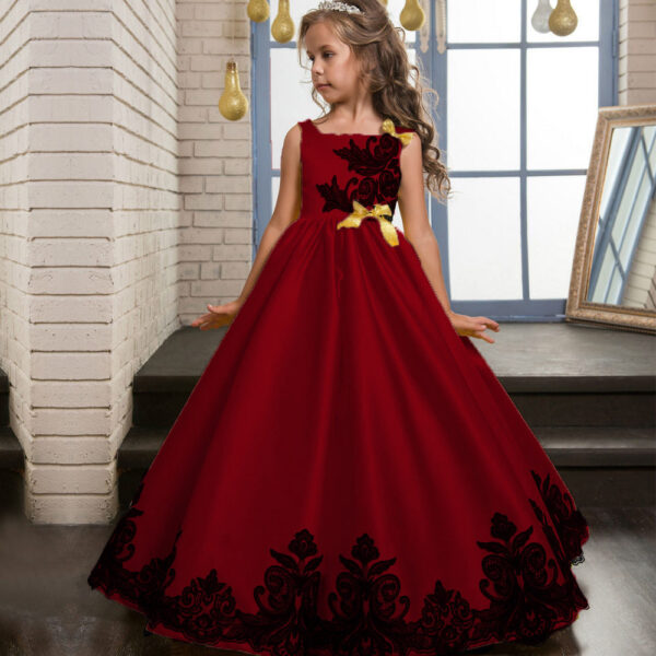 Exclusive New Baby Girl Sleeveless Flower Girl`s White Wedding Dress Children Clothing