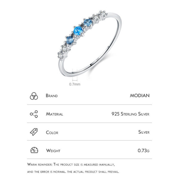 Modian Sterg Sier Simple Stackable Fashion Thin Finger Ring Charm Blue Zirconia Rings For Women Wedding Fine Jewelry