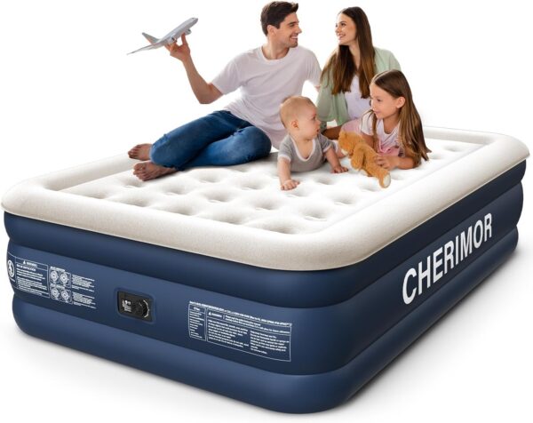 af8dbe9c68c1ed85 Air Mattress, 18" Raised Full Size Self Inflatable Blow Up Mattress with Built in Pump, Thick Comfort Air Bed with Carry Bag for Camping, Guests & Home, 600lb Capacity Colchon Inflable