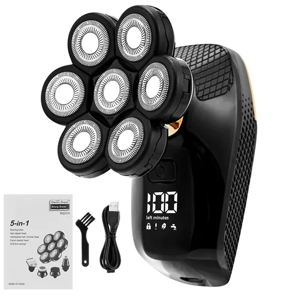 af8f68e2c4f680df Electric Shavers 5 In 1 7D Men's Rechargeable Bald Head Shaver 7 Floating Heads Beard Nose Ear Hair Trimmer Razor Clipper Brush 221025