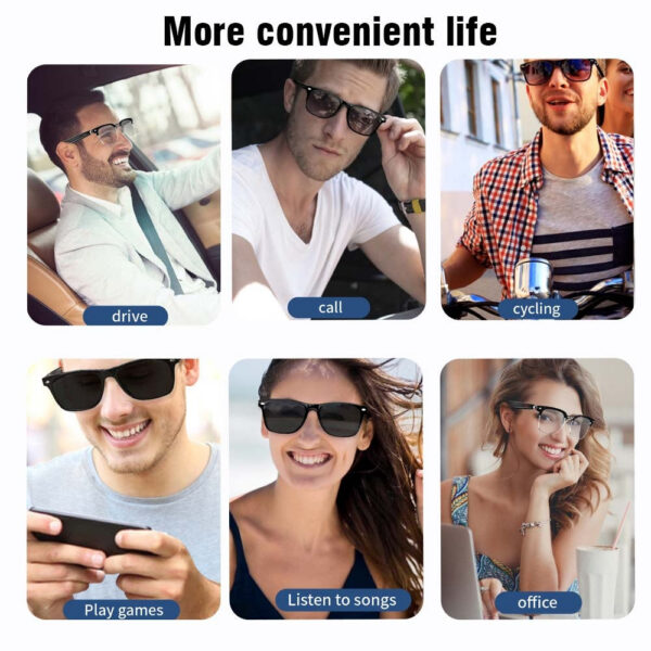 SENBONO E13 Smart Glasses:Blue Light Filtering Polarized Sunglass Lenses Audio Built-in Mic Speakers Touch & Voice Assistant
