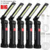 New Portable COB LED Flashlight USB Rechargeable Work Light Magnetic Lanterna Hanging Lamp with Built-in Battery Camping Torch
