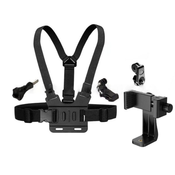 1 PC Adjustable Clip With Chest Strap Fixation Bracket for Sport Mobile Phone Camera Black Holder Accessory