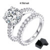 Smyoue Plated 0.6-4.2CT All Moissanite Rings for Women Sparkly Wedding Diamond Band Sterling Sier Jewelry GRA