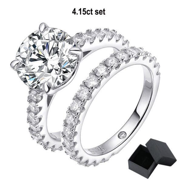 Smyoue Plated 0.6-4.2CT All Moissanite Rings for Women Sparkly Wedding Diamond Band Sterling Sier Jewelry GRA