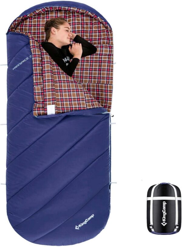 afbce5d9841485a2 KingCamp Sleeping Bag for Adults, Cold Weather & Warm Extra Wide Big & Tall XL Portable Waterproof Flannel Sleeping Bags, Essentials Gear Accessories for Camping Backpacking Hiking Indoor & Outdoor