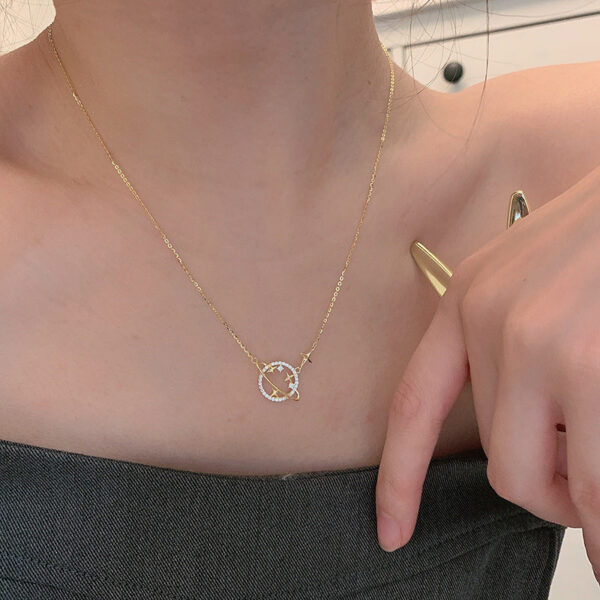 afd4c10676764a16 Sterling Sier Simple Diamond Gold Planet Pendant Necklace Women Fashion Wedding Party Jewelry Accessories