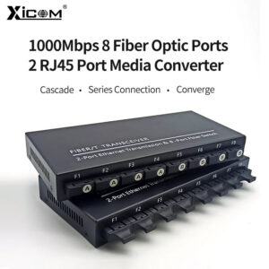 afe282860abbfe96 100/1000M Gigabit Ethernet Fiber Switch 8*1.25G Fiber Port 2 RJ45 Port Media Converter 20KM SC Single Mode Optical Transceiver