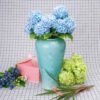GREENTIME 13” Artificial Hydrangea Flowers Faux Hydrangea Bouquet with 7 Head 3.15” Tiny Hydrangea for Wedding Bouquet Party Home Decor DIY Baby Shower Centerpieces Tables Decoration(Blue)