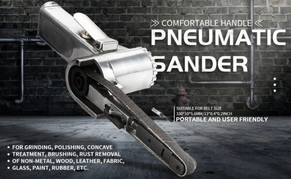 b010b23e001cd4b0 SIFANG-Pneumatic Air Belt Sander, 3 Sanding Belts Set, Air Compressor, Grinding, Polishing, Pneumatic Tool