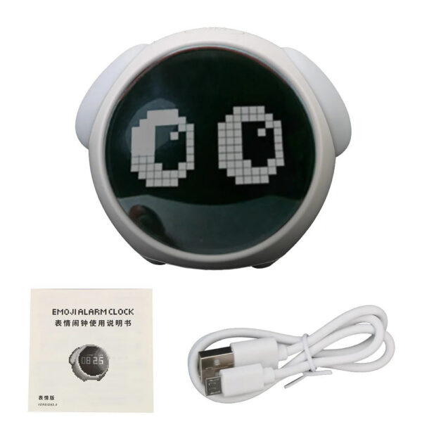 b020365ab46d4707 Night Cute Expression Child Alarm Clock Voice Controlled Light Multifunctional For Home Thermometer